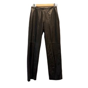 Ann Taylor Black Leather Pants Straight Leg Trousers size 2